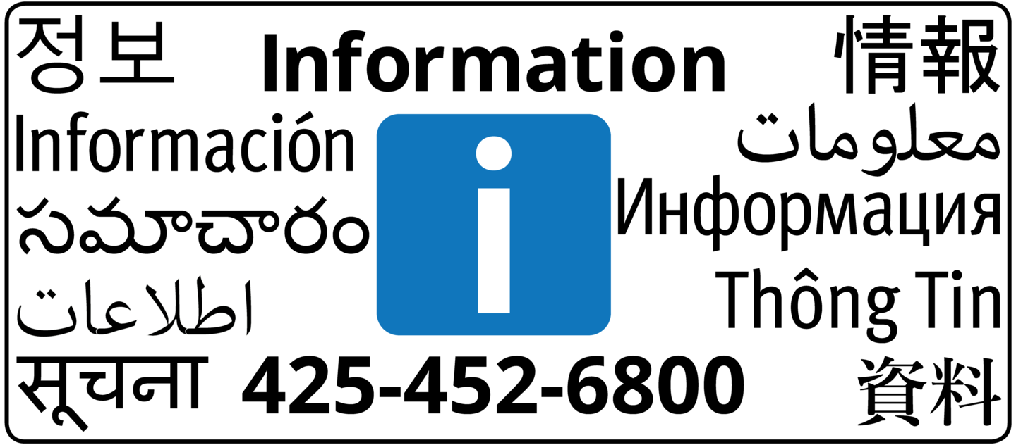 For information in languages other than English, call 425-452-6800