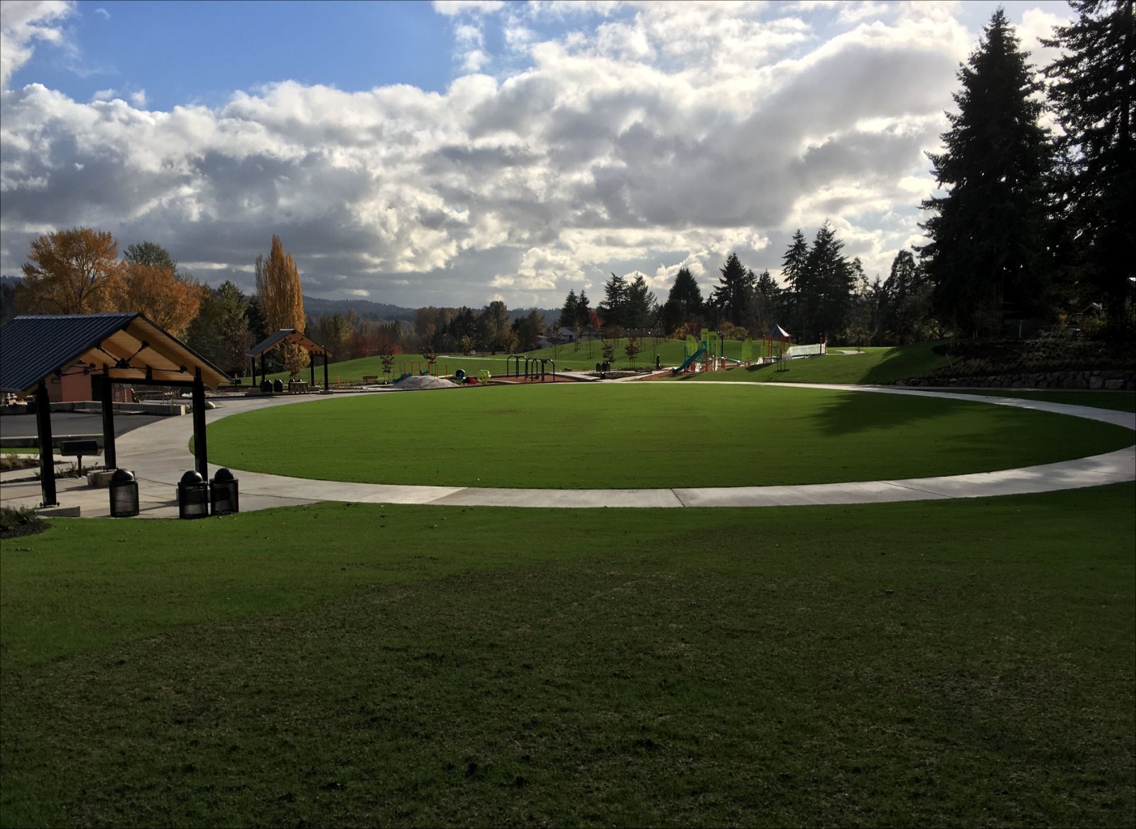 Photo of Surrey Downs Park construction with newly-planted l