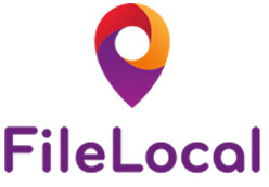 image of Logo Purple Orange and Red FileLocal Pin with "File